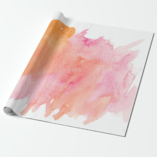 Waterverf textuur roze sinaasappel cadeaupapier