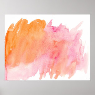 Waterverf textuur roze sinaasappel poster