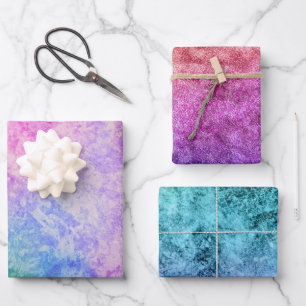 Waterverf Textuur Roze Turquoise Regenboog Inpakpapier Vel