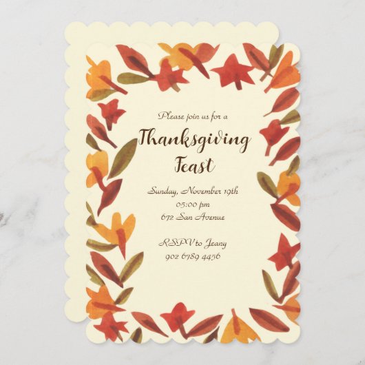 Waterverf Thanksgiving Aangepaste uitnodigingskaar Kaart (Voorkant / Achterkant)
