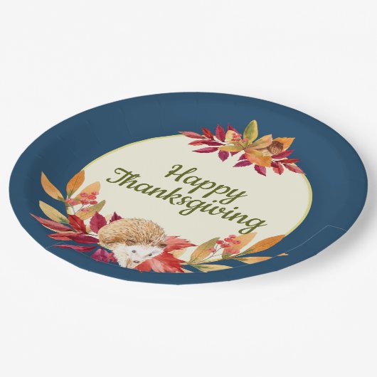 Waterverf Thanksgiving Egel, eikels, bessen Papieren Bordje (Gekanteld)