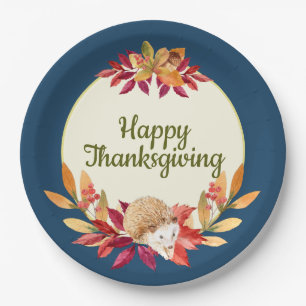 Waterverf Thanksgiving Egel, eikels, bessen Papieren Bordje