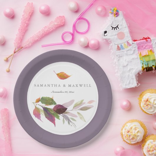 Waterverf Thanksgiving met rustieke herfstbladeren Papieren Bordje (Feest)