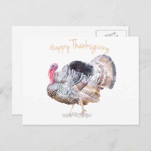 Waterverf Thanksgiving Turkije Briefkaart (Voorkant / Achterkant)