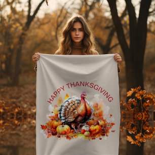 Waterverf Thanksgiving Turkije en pompoenen Fleece Deken
