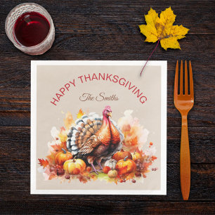 Waterverf Thanksgiving Turkije en pompoenen Servet