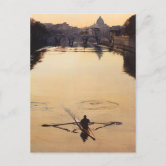 waterverf "The Oarsman" Tiber River Briefkaart