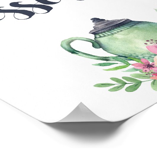 Waterverf Theepartij Dessertbord Poster (Hoek)