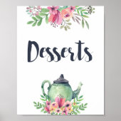 Waterverf Theepartij Dessertbord Poster (Voorkant)