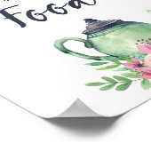 Waterverf Theepot Geniet van voedsel bord Poster (Hoek)