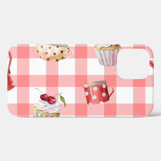 Waterverf theepotten: cupcakes naadloos patroon Case-Mate iPhone case (Achterkant (horizontaal))