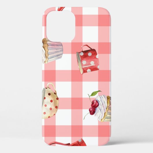 Waterverf theepotten: cupcakes naadloos patroon Case-Mate iPhone case (Achterkant)