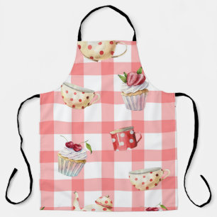 Waterverf theepotten: cupcakes naadloos patroon schort