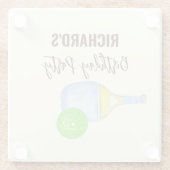 Waterverf thema pickleball licht verjaardagsfeestj glazen onderzetter (Achterkant)