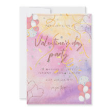 Waterverf thema Valentijnsdag Feestuitnodiging