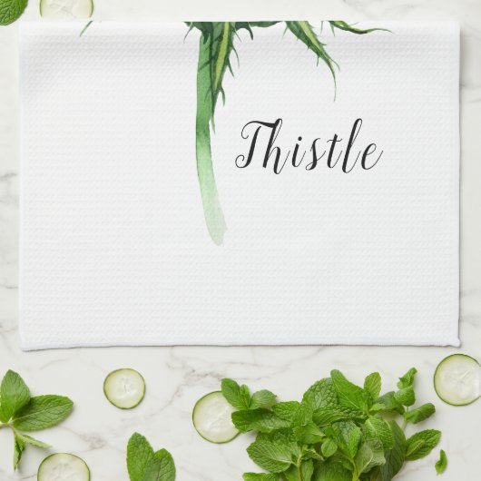 Waterverf Thistle Theedoek (Gevouwen)