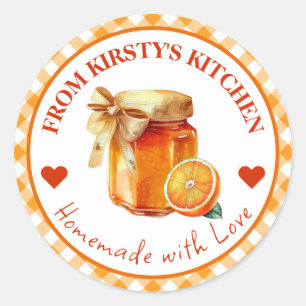 Waterverf Thuisgemaakte Gingham Sinaasappeljam Lab Ronde Sticker