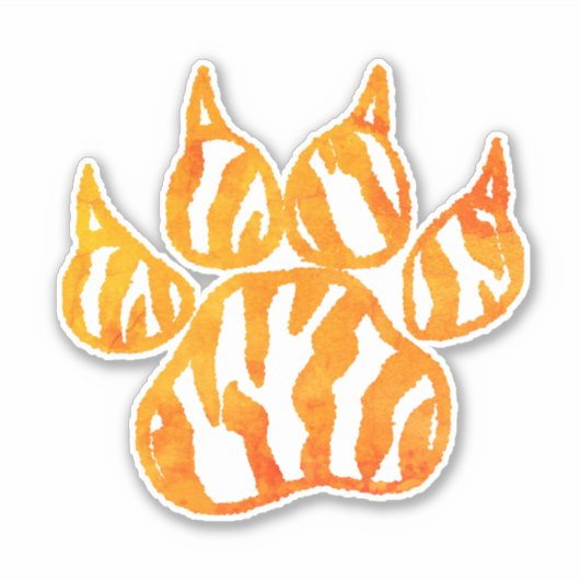 Waterverf Tiger Paw Print Aangepast Sticker (Voorkant)
