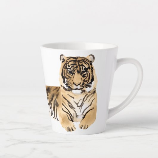 Waterverf Tiger Resting Latte Mok (Rechts)