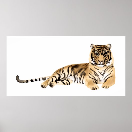 Waterverf Tiger Resting Poster (Voorkant)
