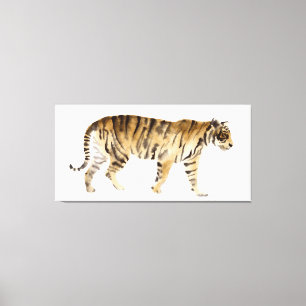 Waterverf Tiger Walking Canvas Afdruk