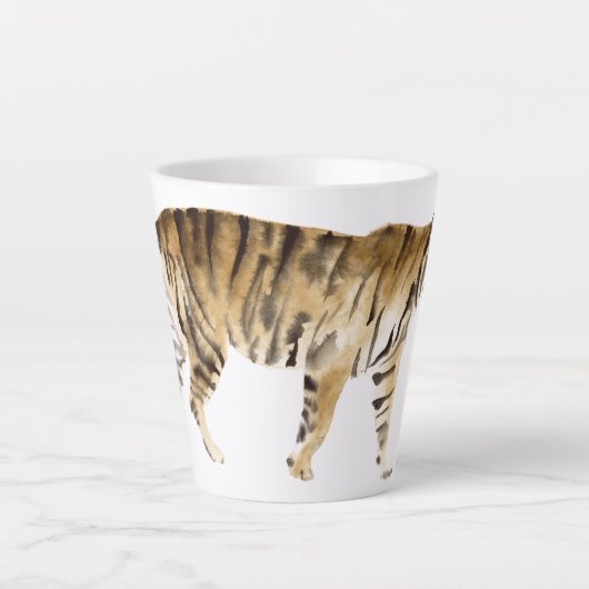 Waterverf Tiger Walking Latte Mok (Voorkant)
