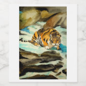 Waterverf Tiger Wijn Etiket (Enkel label)