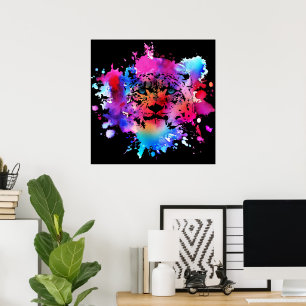 Waterverf Tijger Hoofd Poster