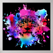 Waterverf Tijger Hoofd Poster (Voorkant)