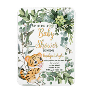 Waterverf Tijger Safari Oerwoud Leaf Baby shower Magneet