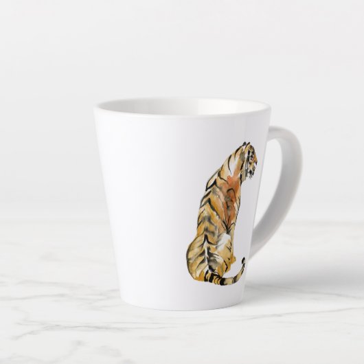 Waterverf tijger - zitting latte mok (Rechterhoek)