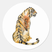 Waterverf tijger - zitting ronde sticker (Voorkant)