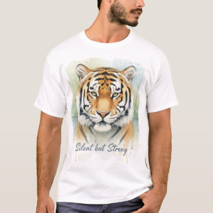 Waterverf tijgerkunst - stil maar sterk t-shirt
