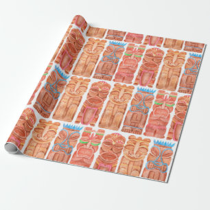 Waterverf tiki hawaii voor een naadloos patroon cadeaupapier