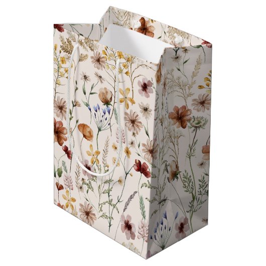 Waterverf Tiny Bloom Boho Bloempatroon Medium Cadeauzakje (Achterkant Gekanteld)