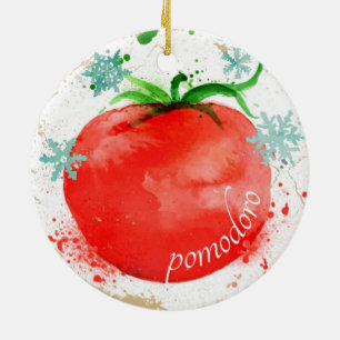 Waterverf tomaat Italiaans eten Kerstversiering Keramisch Ornament