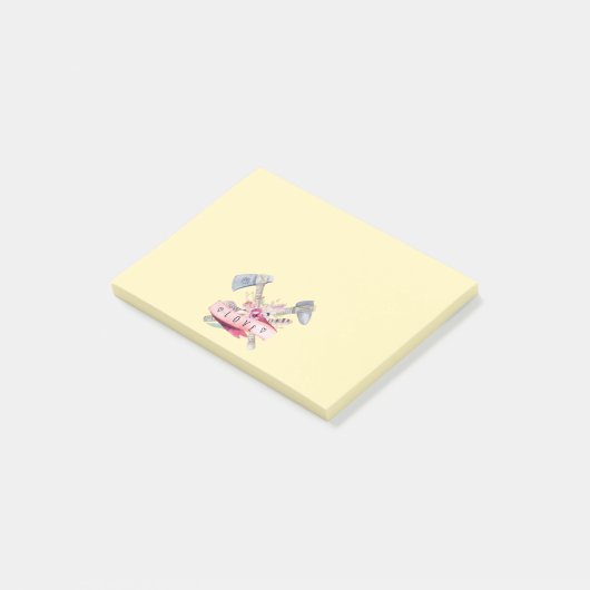 Waterverf Tomahawk Hammer en Flowers Design Post-it® Notes (Schuin)