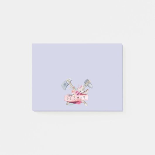 Waterverf Tomahawk Hammer en Flowers Design Post-it® Notes (Voorkant)