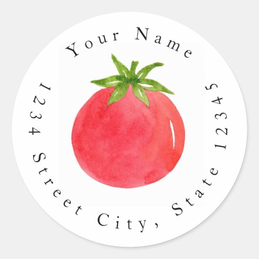 Waterverf tomatelabels ronde sticker (Voorkant)