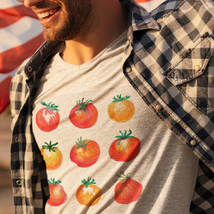 Waterverf Tomaten Handgetekende Zomerfoodie T-shirt