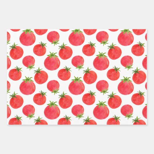 Waterverf Tomaten Patroon Inpakpapier Vel (Voorkant 2)