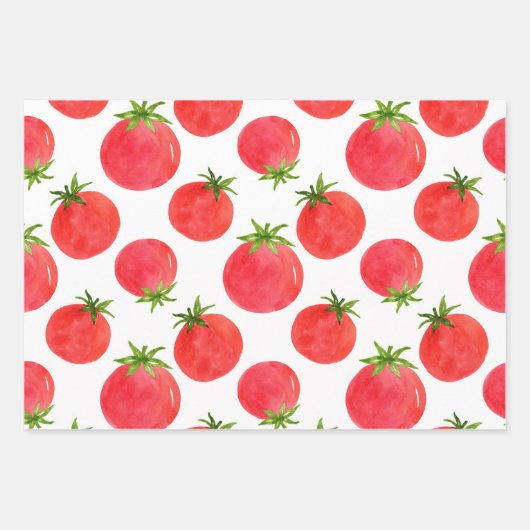Waterverf Tomaten Patroon Inpakpapier Vel (Voorkant)