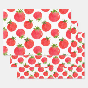 Waterverf Tomaten Patroon Inpakpapier Vel