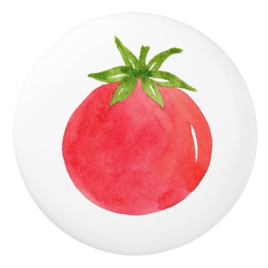 Waterverf Tomato Keramische Knop (Voorkant)