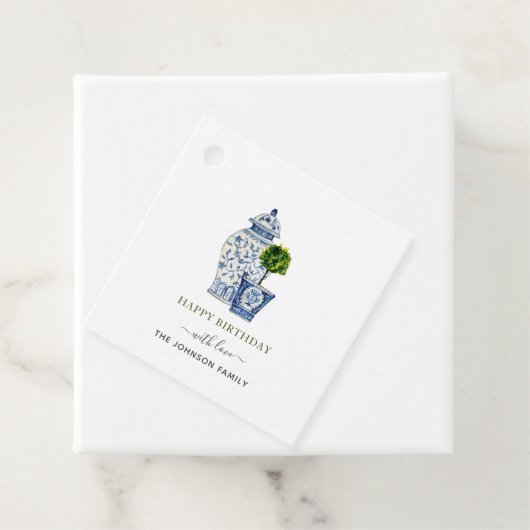 Waterverf Topiaries & Ginger Jar Happy Birthday Bedankjes Labels (In situ)