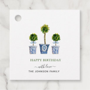 Waterverf topiaries Happy Birthday gift labels
