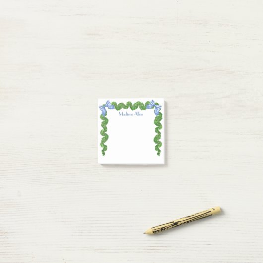 Waterverf Topiary Bow Garland Post-it® Notes (Op bureau)