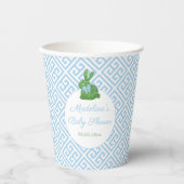 Waterverf Topiary Konijn Baby Jongen Douche Party Papieren Bekers (Voorkant)