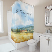 Waterverf Toscaanse mediterrane familienaam Douchegordijn (In situ)