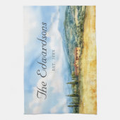 Waterverf Toscaanse mediterrane familienaam Theedoek (Verticaal)